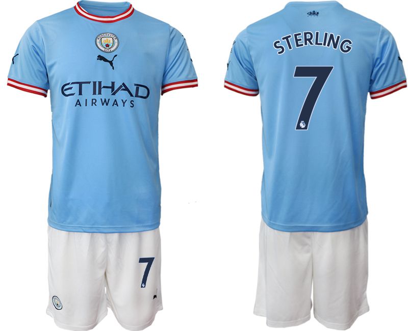 Men 2022-2023 Club Manchester City home blue #7 Soccer Jersey->manchester city jersey->Soccer Club Jersey
